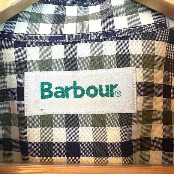 Barbour VTG Made in France Green Gingham Button Shirt Men’s XL Read - Picture 4 of 9